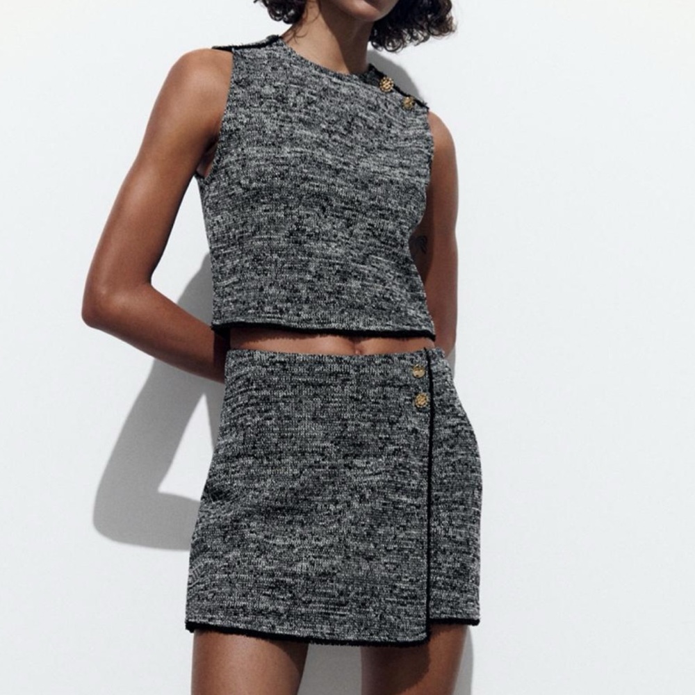 Zara structured jacquard top